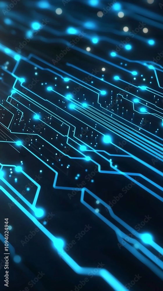 Obraz premium Glowing Circuit Board Digital Background with Futuristic Technology Patterns and Connectivity Concept Abstract Technology Engineering and Innovation Design Elements