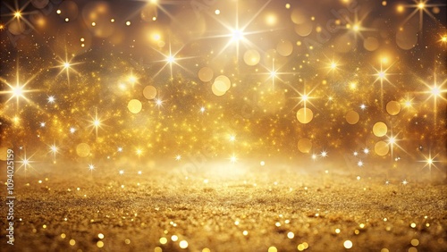 Golden Sparkle Background Festive Glittering Texture with Bright Lights and Shimmering Dust