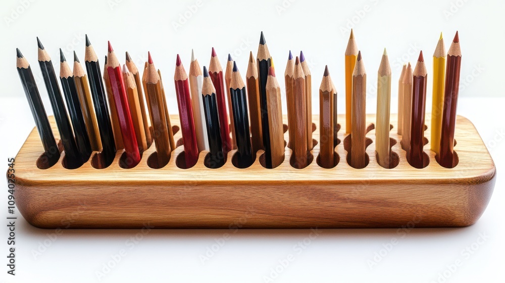 Organizing Pens and Pencils on Pure White Background Organizing Pens and Pencils on Pure White Background