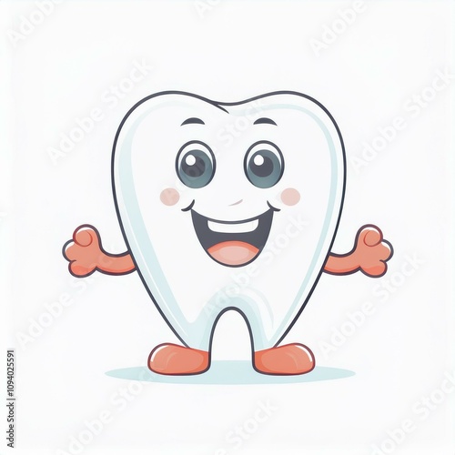 tooth cartoon face arms illustration isolated on white