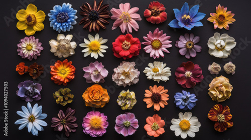 Wallpaper Mural Beautiful flowers in full bloom arranged from top down angle, showcasing their unique patterns and vibrant colors Torontodigital.ca