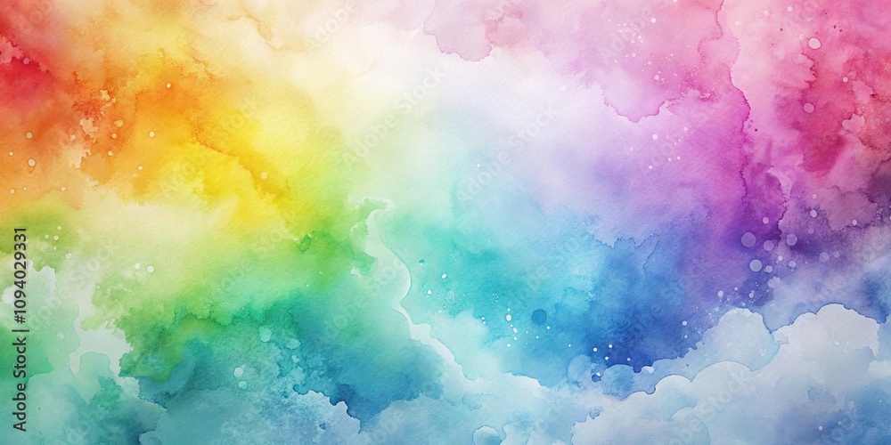 Fototapeta premium Vibrant Rainbow Watercolor Wash Background Texture for Design Projects