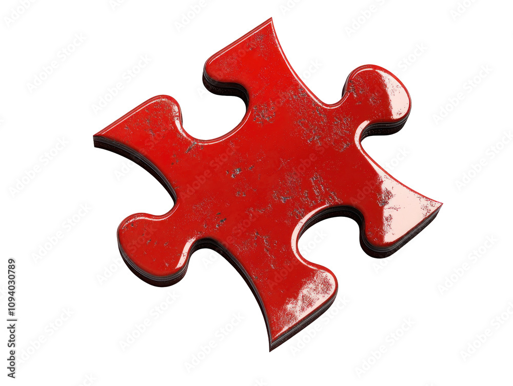 Single Red Puzzle Piece on transparent background Single Red Puzzle Piece on transparent background