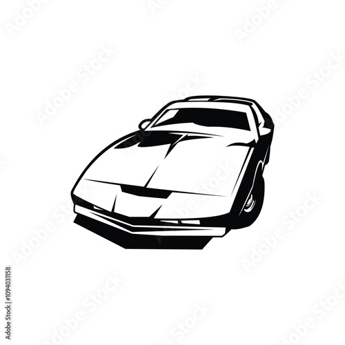 vector illustration of a Knight Rider car silhouette. isolated white background shown from the front. best for logo, badge, emblem, icon, sticker design. available in eps 10