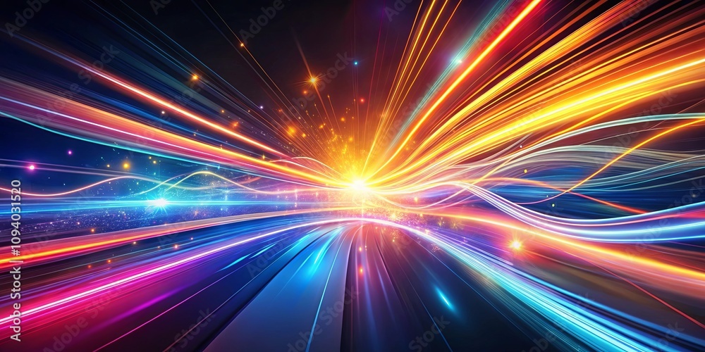 Abstract Vibrant Light Trails and Energetic Glowing Particles Representing Speed and Innovation Abstract Vibrant Light Trails and Energetic Glowing Particles Representing Speed and Innovation
