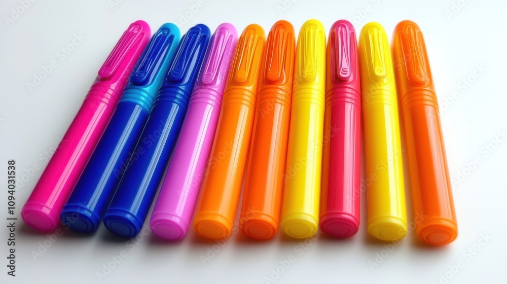 Vibrant Gel Pens in Bold Colors on White Background Vibrant Gel Pens in Bold Colors on White Background