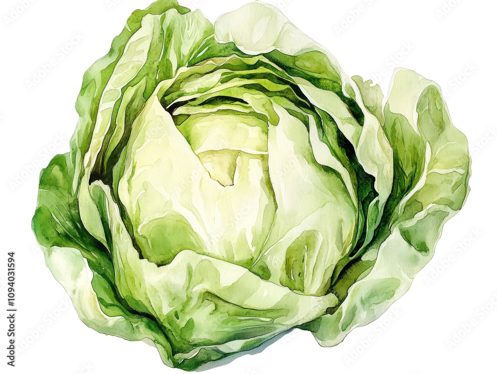 Fresh Green Cabbage with Vibrant Details Fresh Green Cabbage with Vibrant Details