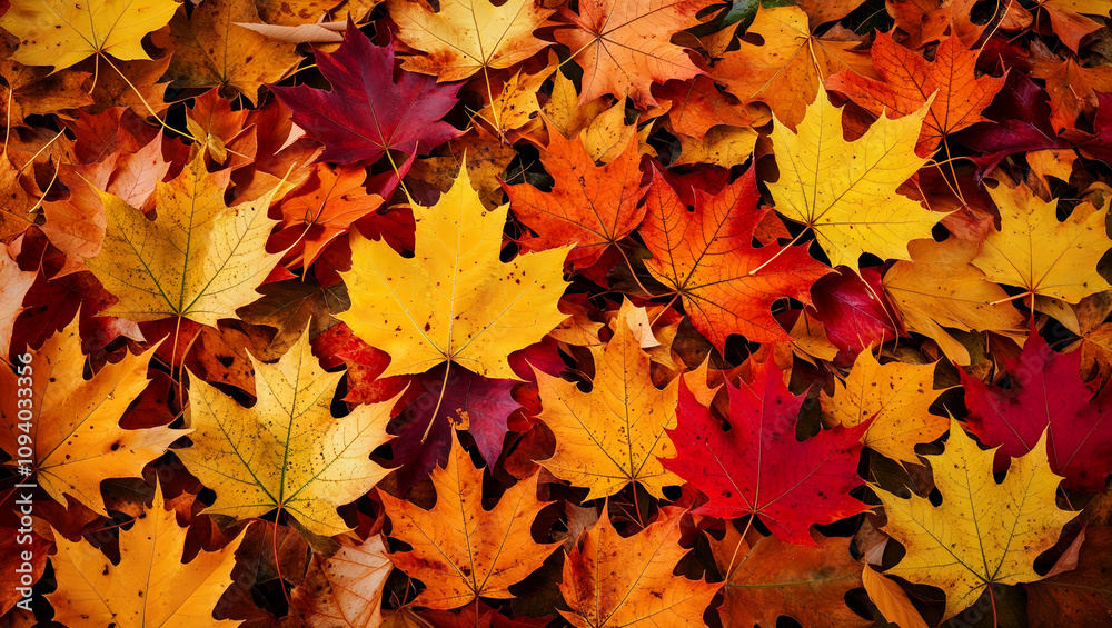 Fototapeta premium Seasonal autumn foliage creating a vibrant and decorative fall background. Generative AI