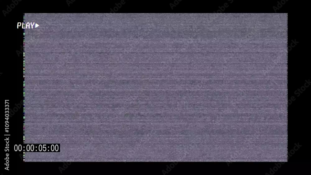 Old style video camera frame with textures, noise particles and glitch effects