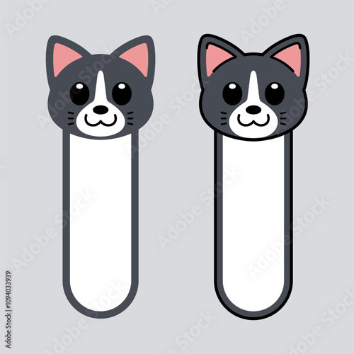 Vector Cat Bookmark Flat Design Illustration