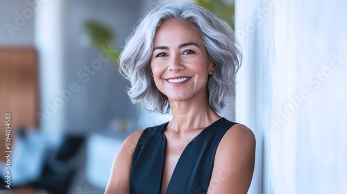Free Download Hispanic senior business woman standing at office after budget meeting - GFXLoad