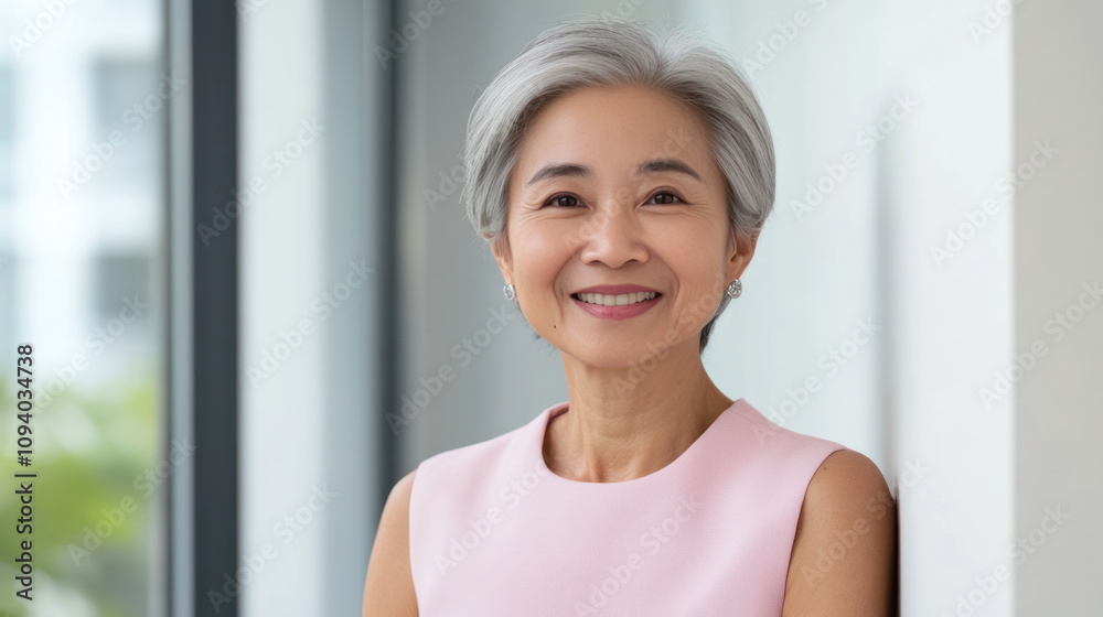 Malay senior business woman standing at office after budget meeting Malay senior business woman standing at office after budget meeting