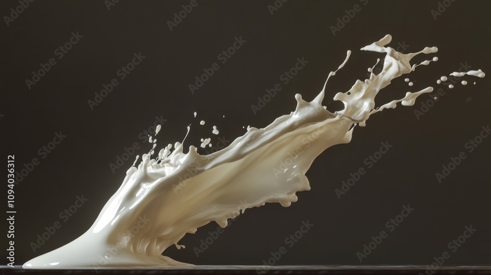 Dynamic milk splash action studio setting high-speed photography dark background creative concept for visual impact
