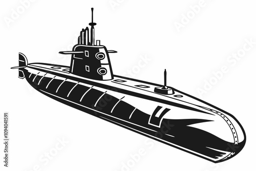 submarine silhouette vector black on white background