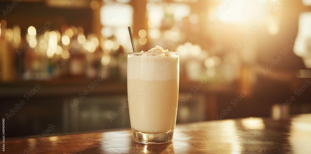 A refreshing beverage in a cozy bar setting, illuminated by warm sunlight. A refreshing beverage in a cozy bar setting, illuminated by warm sunlight.