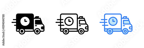 Shipping fast delivery truck with clock icon