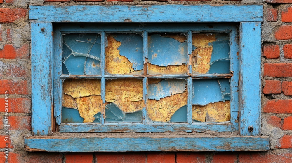 Fototapeta premium Broken Window in Brick Wall