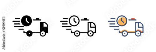 Shipping fast delivery truck with clock icon