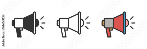 Megaphone icons set. Loudspeaker megaphone vector icons. Advertising concept. Megaphone icon, loud speaker icon. Set of announcement icons. Advertising and business promotion symbol