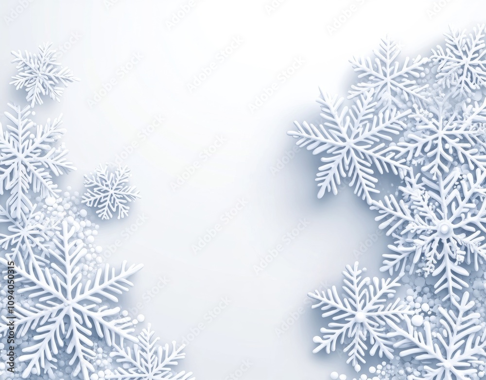 Elegant White Snowflakes on a Soft Background Creating a Serene Winter Atmosphere for Holiday Themes and Seasonal Decor Inspiration