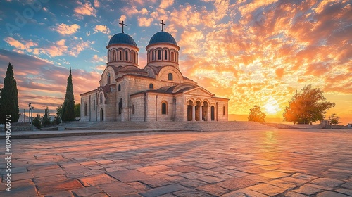 Astonishing summer view of popular tourist destination - Eastern Orthodox monasteries listed as a World Heritage site, built on top of rock pillars. Spectacular morning scene of Kalabaka, Greece. 