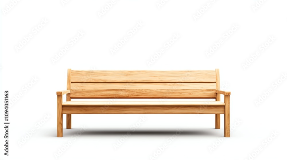 Wooden bench, modern design, white isolated background. Wooden bench, modern design, white isolated background.