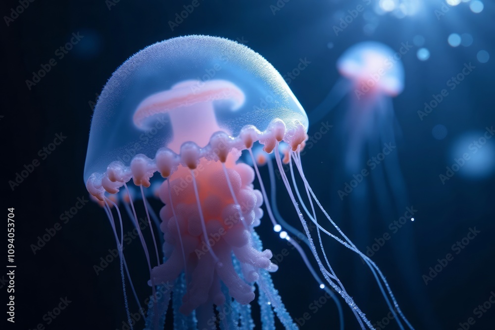 Pink jellyfish underwater ocean marine life beauty Pink jellyfish underwater ocean marine life beauty