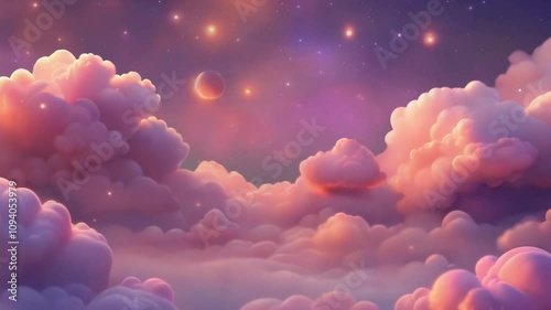 Video Magical Pink Clouds Floating in the Sky, Dreamy and Enchanting

