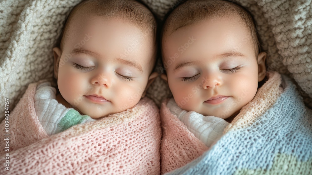 Serene Portuguese Twins Embracing Pastel Blankets in Natural Light - Peaceful Sibling Connection Serene Portuguese Twins Embracing Pastel Blankets in Natural Light - Peaceful Sibling Connection