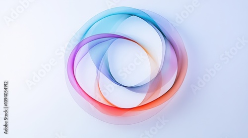 A collection of overlapping, differently hued transparencies forming a gradient circle, depicting the continuous and inclusive blending of diverse perspectives
