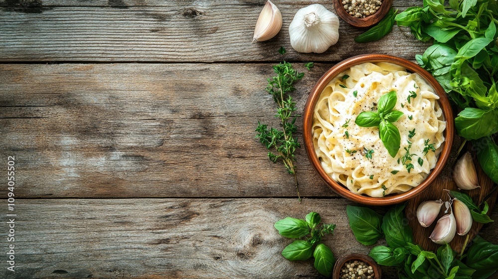 Creamy Fettuccine Alfredo with Fresh Herbs and Garlic