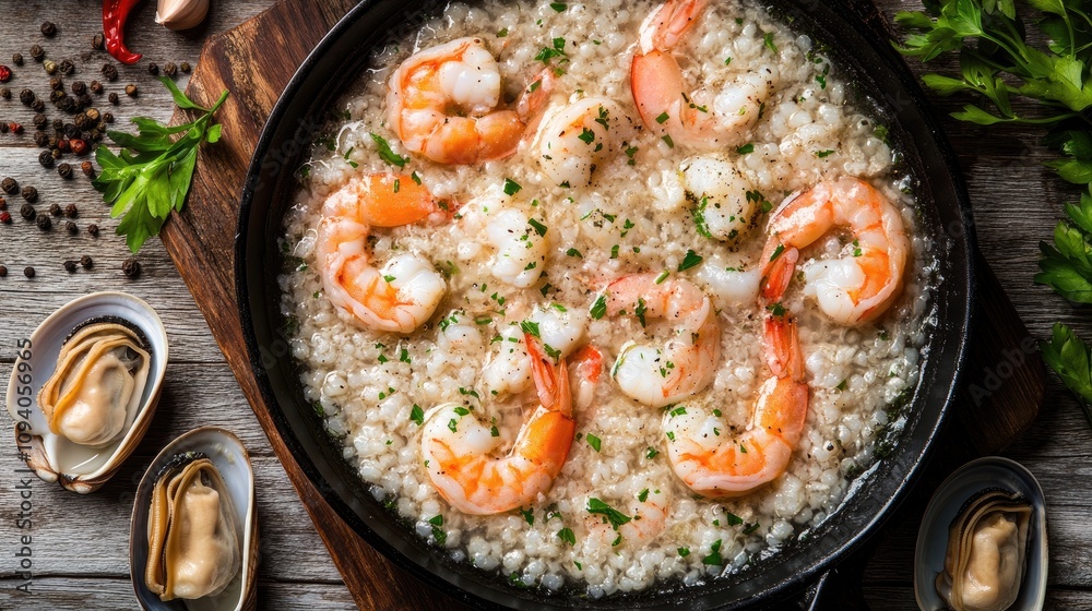 Flavorful Seafood Soup in Black Pan