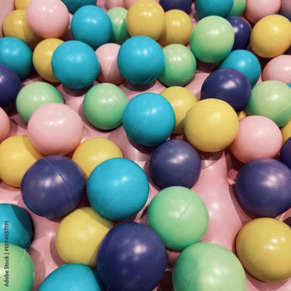 A variety of small, colorful plastic balls that create a fun and lively atmosphere. A variety of small, colorful plastic balls that create a fun and lively atmosphere.