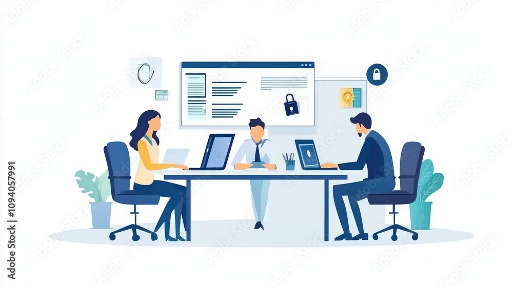 Team Meeting in Modern Office Setting Team Meeting in Modern Office Setting