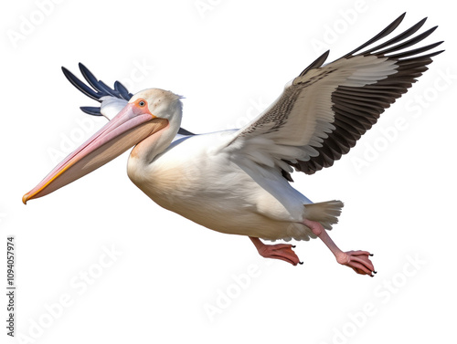 Pelican in Flight Over Calm Waters