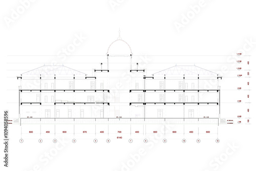 Building cross section, view on inside room. Vector