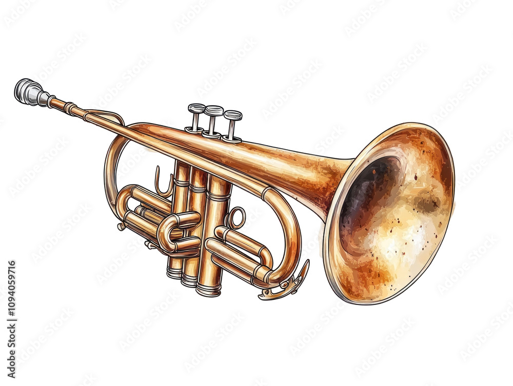 Obraz premium Golden Trumpet with Shiny Brass Finish