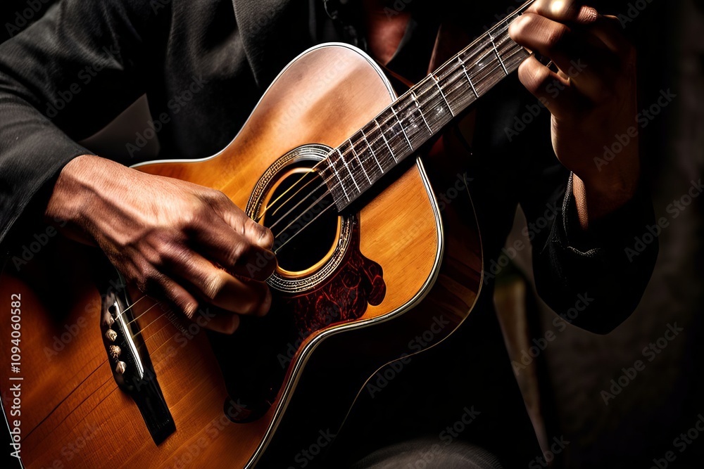 musician with guitar a close up shot of a musician in their s ho