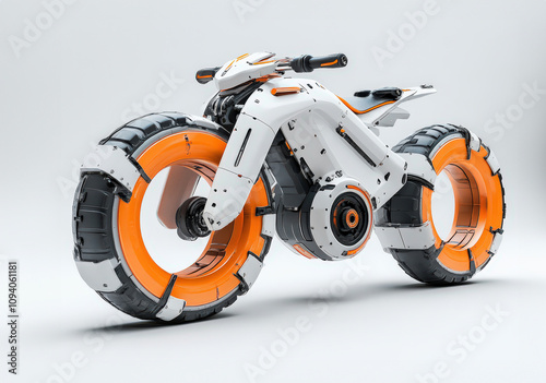 A hyper-realistic, future bike design prototype isolated on white background photo