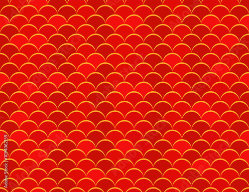 Abstract seamless pattern. Scale animal background. Red snake or fish skin. Squama pattern. Design for wrapping paper, fabric, design.