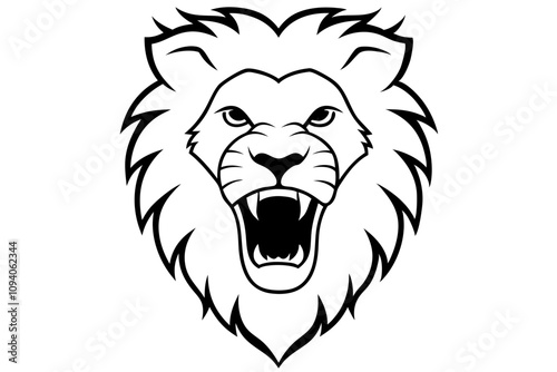 Lion head line art illustration.