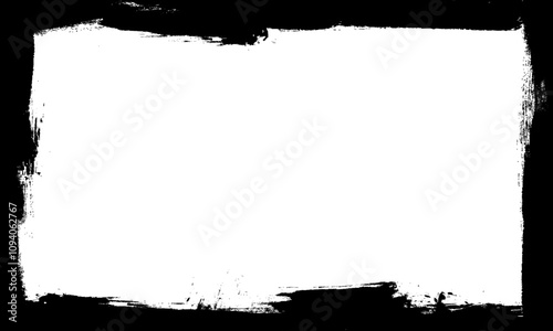 black ink brushed painting frame border grunge graphic element