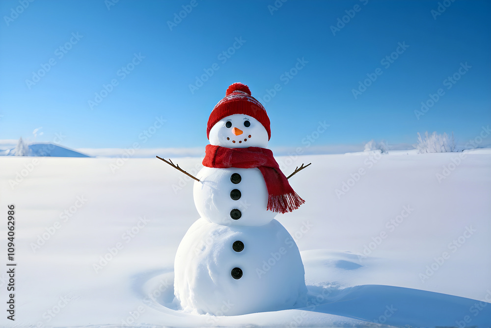 Fototapeta premium snowman on a snow