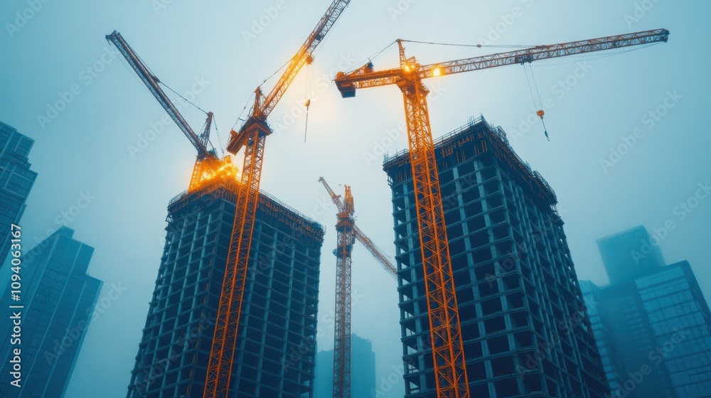 Fototapeta premium Building progress city center construction urban landscape highrise