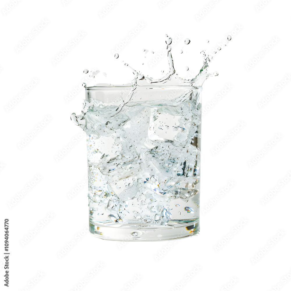 Splash of water in a glass. Splashing water. Ice water. Concept. Splash of water in a glass. Splashing water. Ice water. Concept.