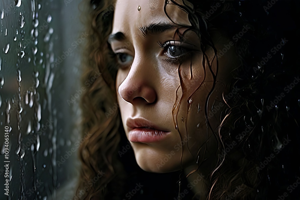 sadness tears furrowed brow downcast eyes