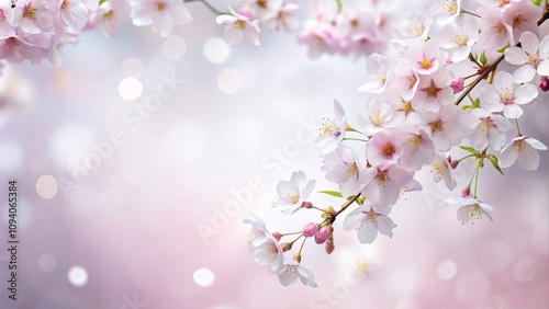 Delicate Pink Blossoms on a Branch with Soft Bokeh Background