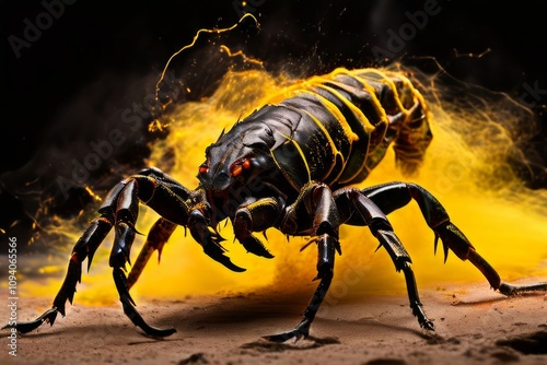 scorpions sting a scorpion poised to strike with an explosion of photo