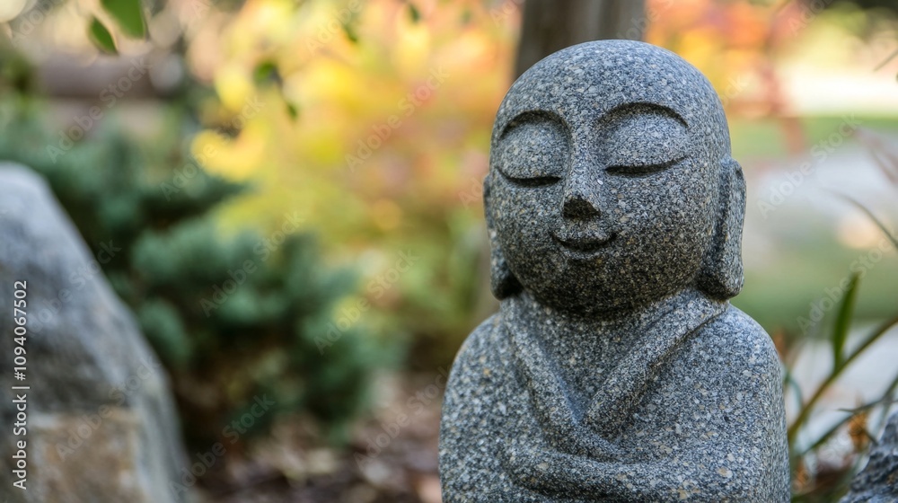 Peaceful Stone Buddha Statue in Garden Peaceful Stone Buddha Statue in Garden