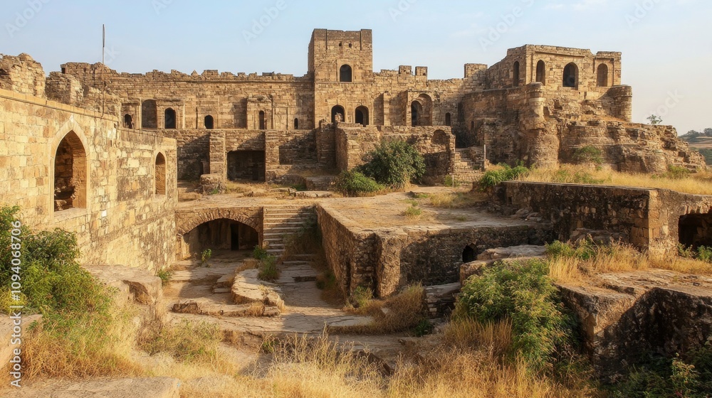 Obraz premium Ancient Fortress Ruins: A Majestic Historical Landmark
